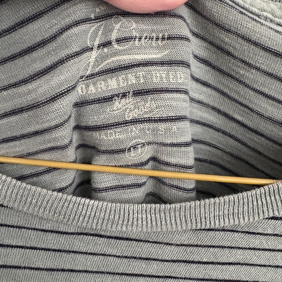 J. Crew Green and Black Striped Short Sleeve Tee - Picture 3 of 5